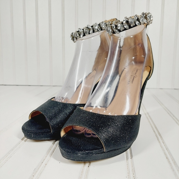 Badgley Mischka American Glamour Ankle Rhinestone Open Toe Sandal A 728 - Picture 2 of 15